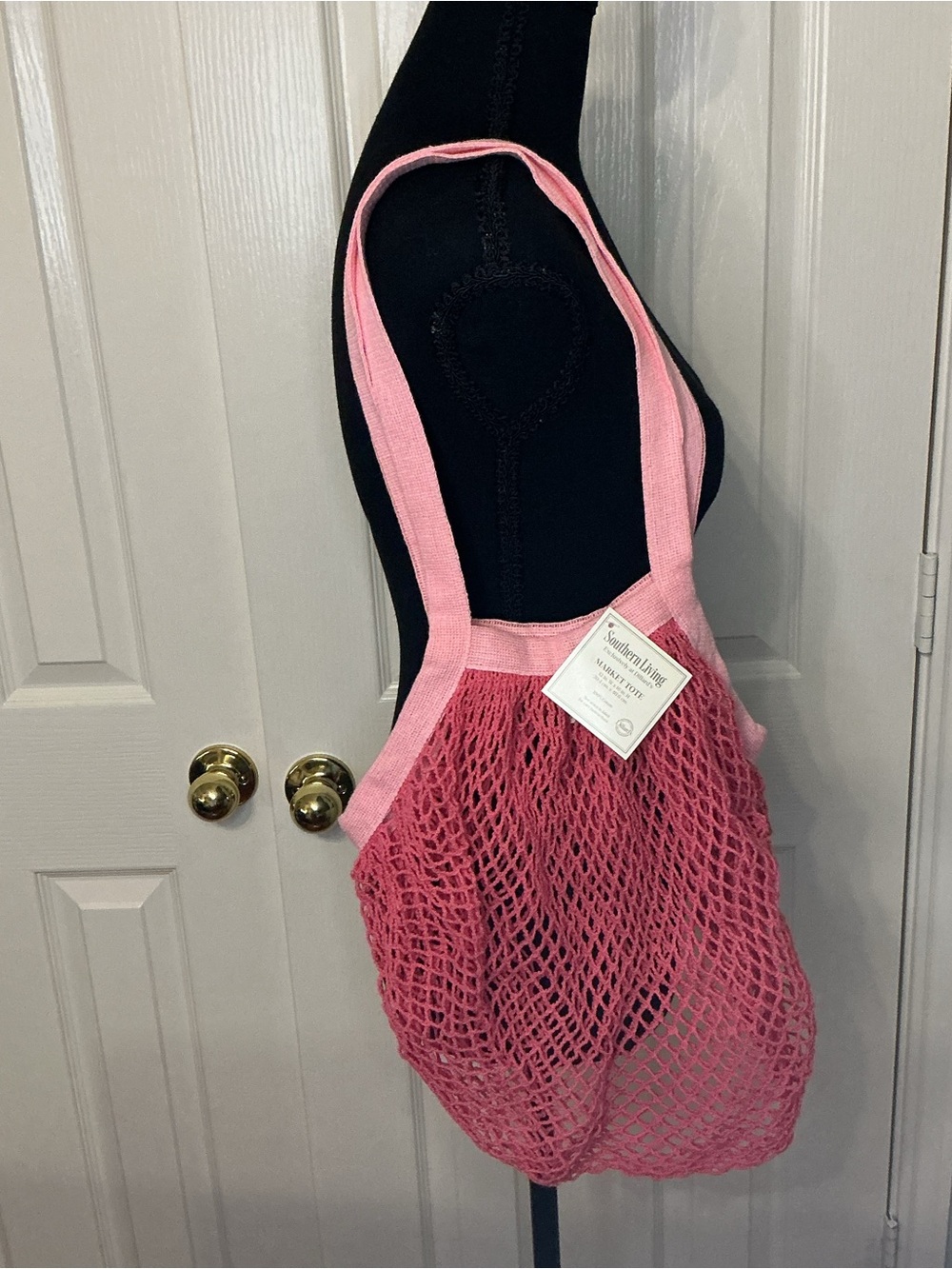 Pink Cotton Mesh Farmers Market Tote - Southern Living For Dillards NWT